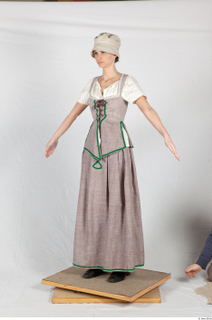  Photos Medieval Maid Woman in cloth dress 1 Medieval Clothing Medieval Maid a poses grey dress whole body 0002.jpg
